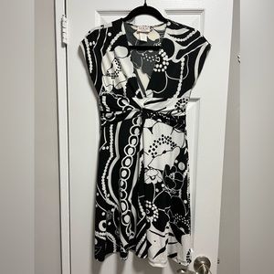 Black and White Deep V Dress